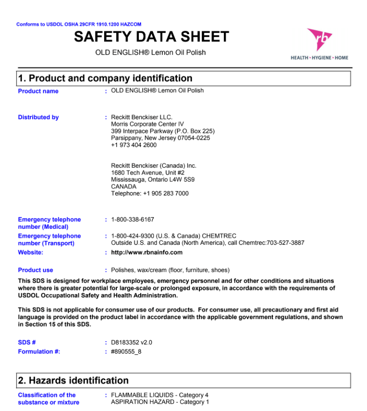 REC82888 Old English Furniture Polish QFS